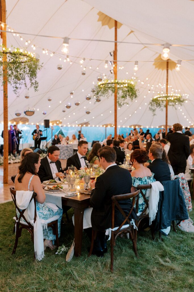 Guests seated during Martha's Vineyard tented wedding
