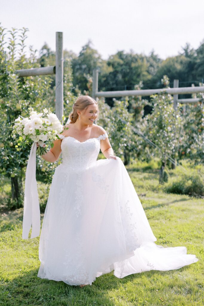 Bridal portrait in the orchard at The Greenery at McKenzie's Farm Wedding