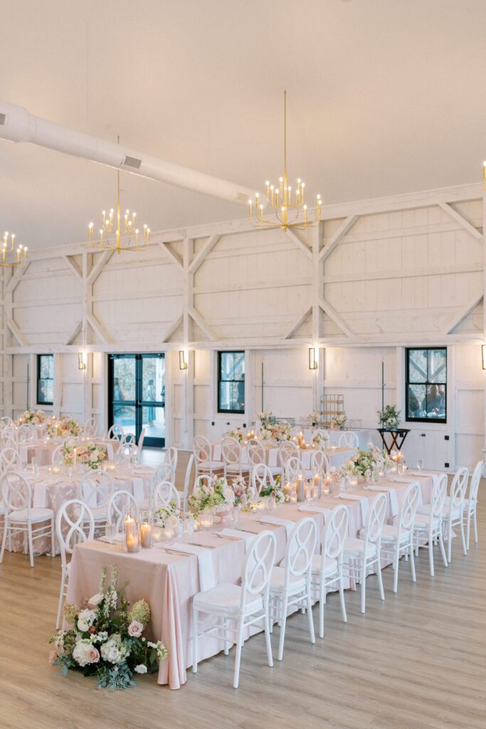 White and bright reception space at The Greenery at McKenzie's Farm Wedding 
