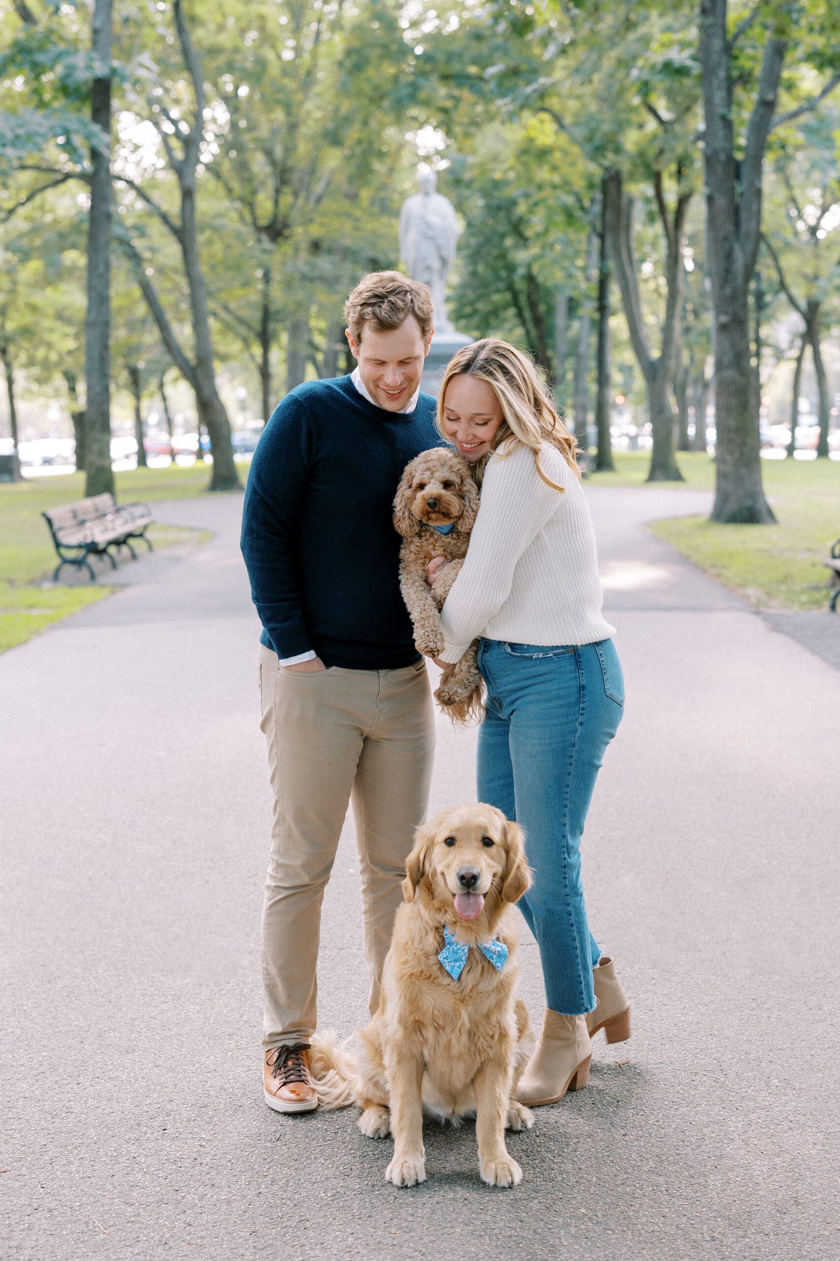 Boston dog lovers engagement session in the Public Garden