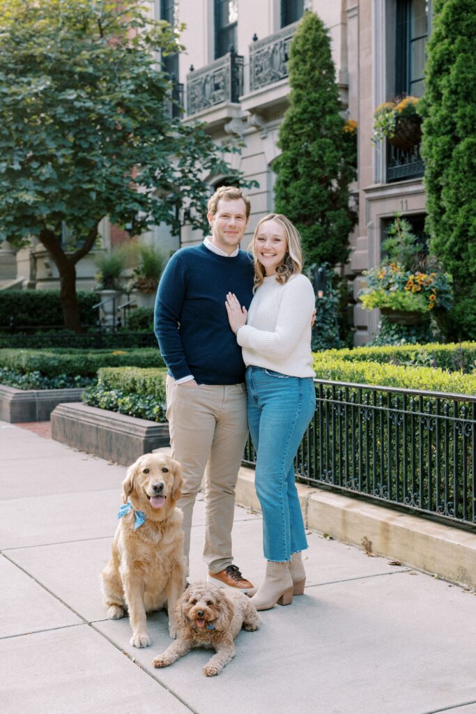 Boston dog lovers engagement photos on Comm Ave