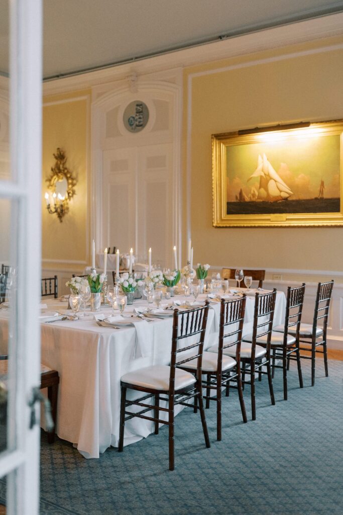 Reception space at the New York Yacht Club Harbour Court in Newport, RI